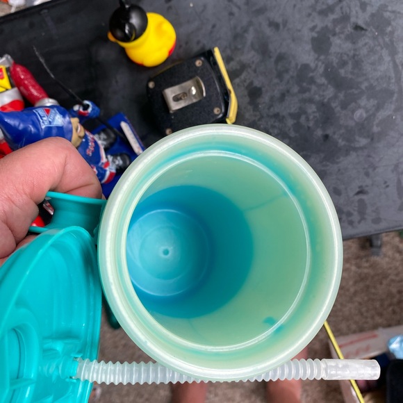 1996 Coca Cola Aladdin Thermal Mug Plastic Teal And Purple Polar Bear 18oz - Picture 6 of 10